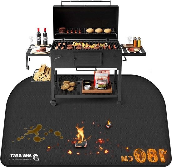 Onderlaggio resistente al calore 180 x 100 cm piastra di protezione per pavimento pieghevole in silicone e vetroresina resistente al calore e all'acqua per barbecue, camino e pavimento esterno