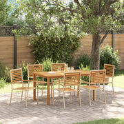 Set da Pranzo Giardino  7 Pezzi Beige Polirattan Acacia