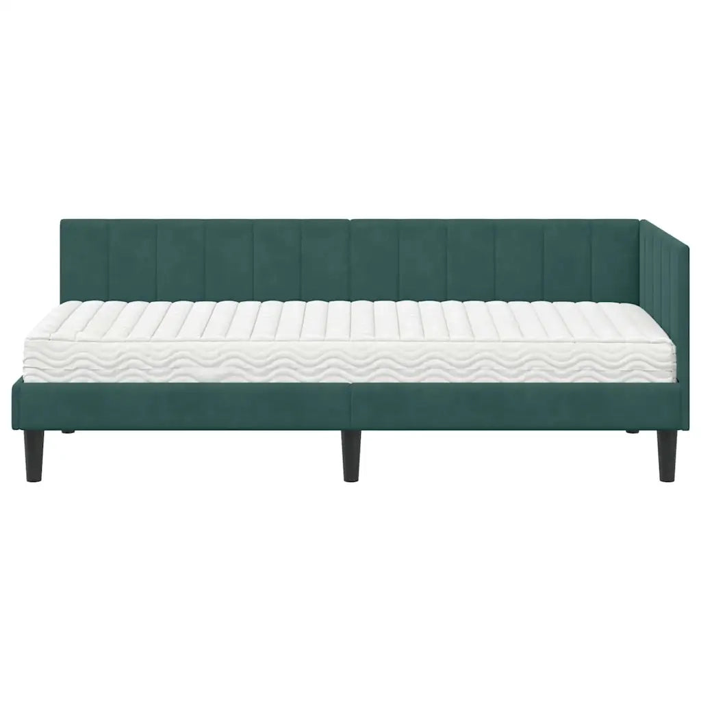 Struttura Letto Angolare con Materasso 2 pcs Verde Velluto 3393880
