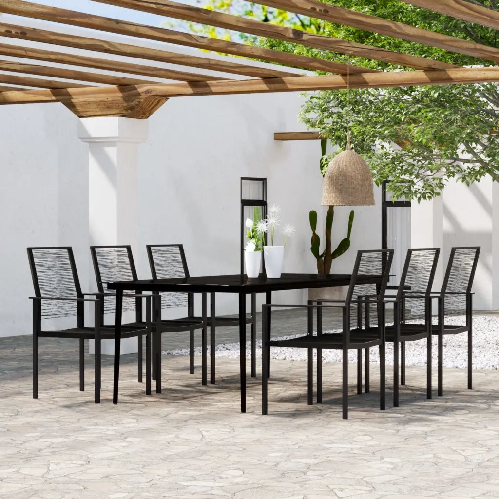 Set Mobili da Pranzo da Giardino 7 pz Nero cod mxl 41984