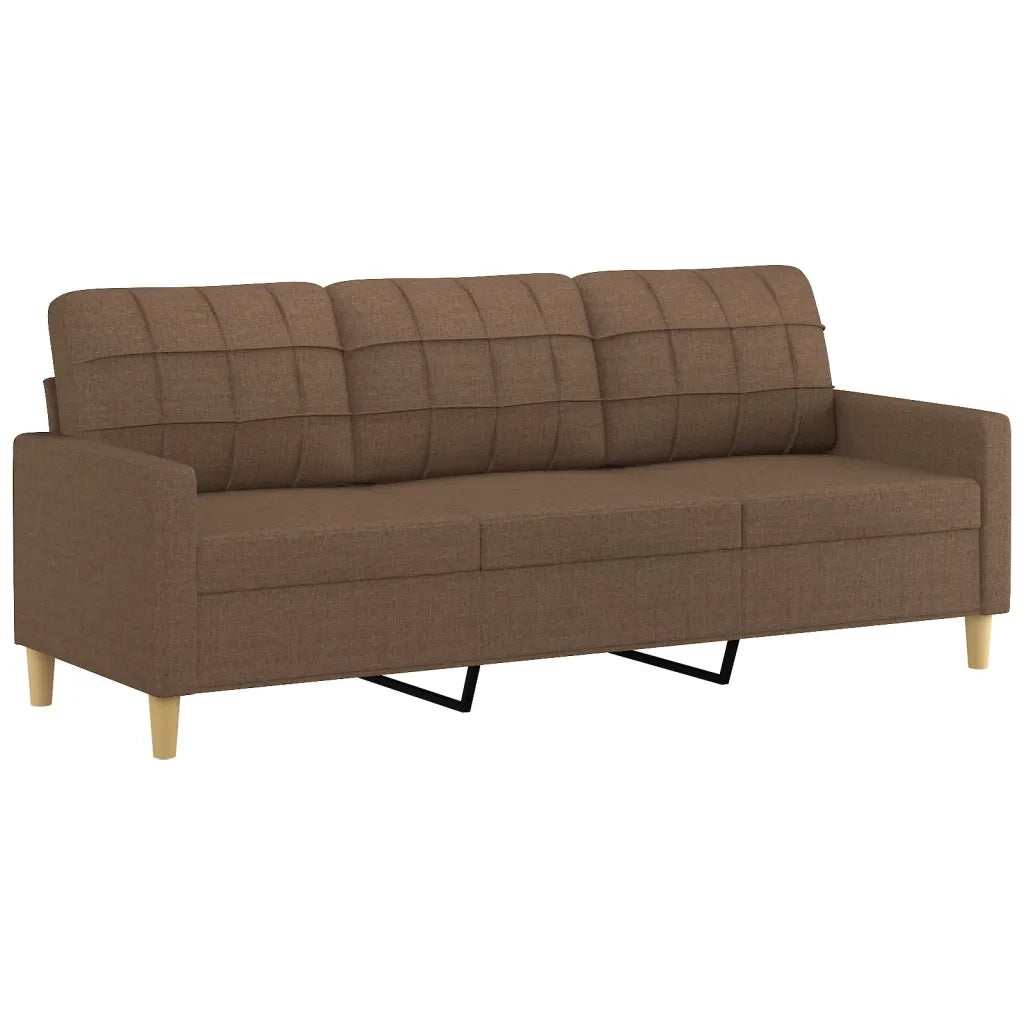 Set di Divani 4 pz con Cuscini Marrone in Tessuto