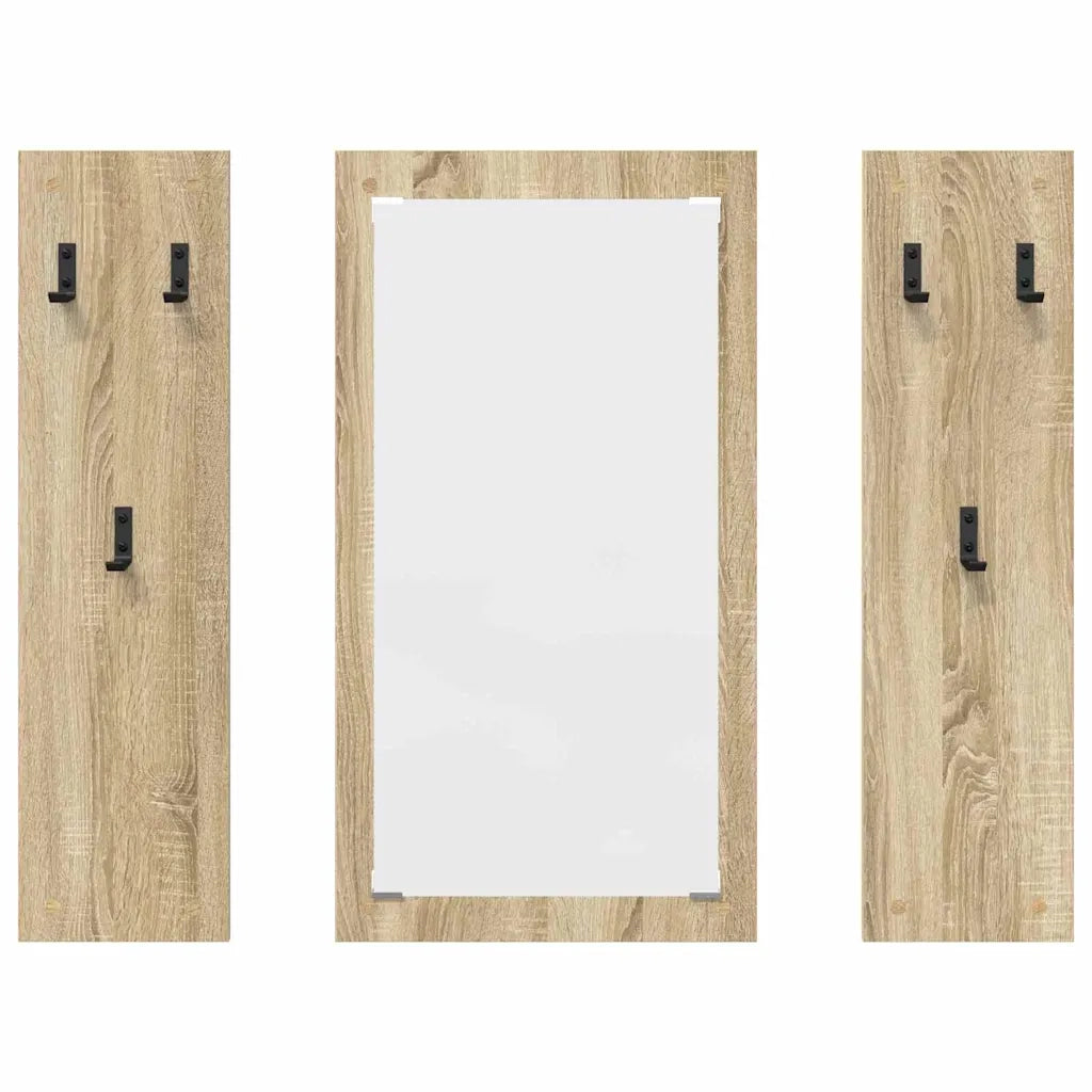 Appendiabiti a muro con specchio Rovere Sonoma 96 x 1,5 x 90 cm 874533