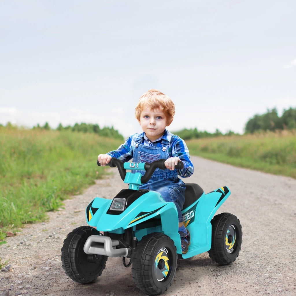 Quad cavalcabile alimentato a batteria 6V con velocit¨¤ massima 4,6 km/h, Mini quad ATV per bambini Blu