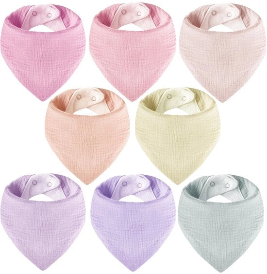 Asciugamano per bambini in Mousseline, collo di forma triangolare, asciugamano per collo super assorbente, fazzoletto di cotone per bambini, asciugamano per neonati, ragazzi e ragazze (rosa viola)