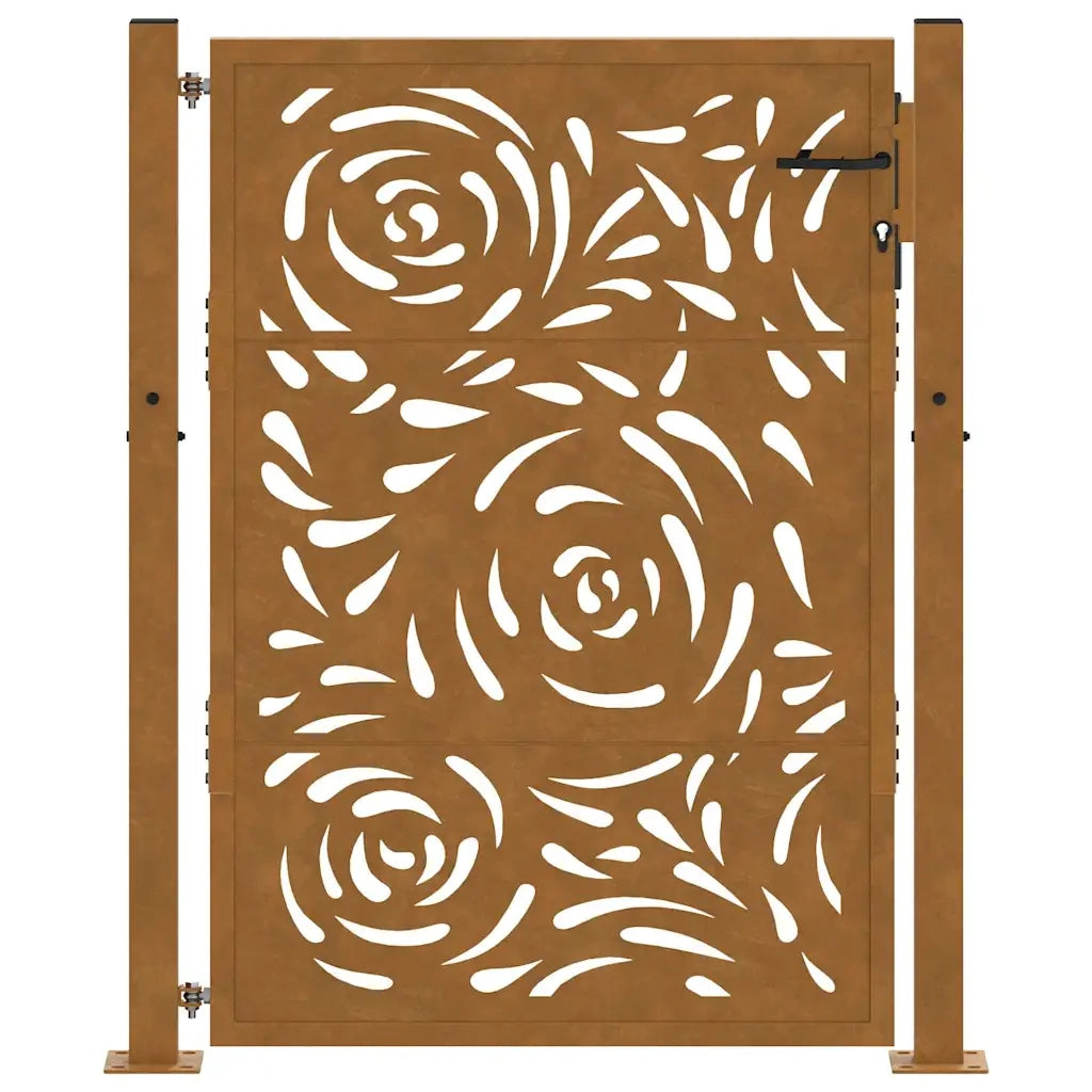 Cancello da Giardino 105x130 cm Acciaio Corten Design a Fiamma