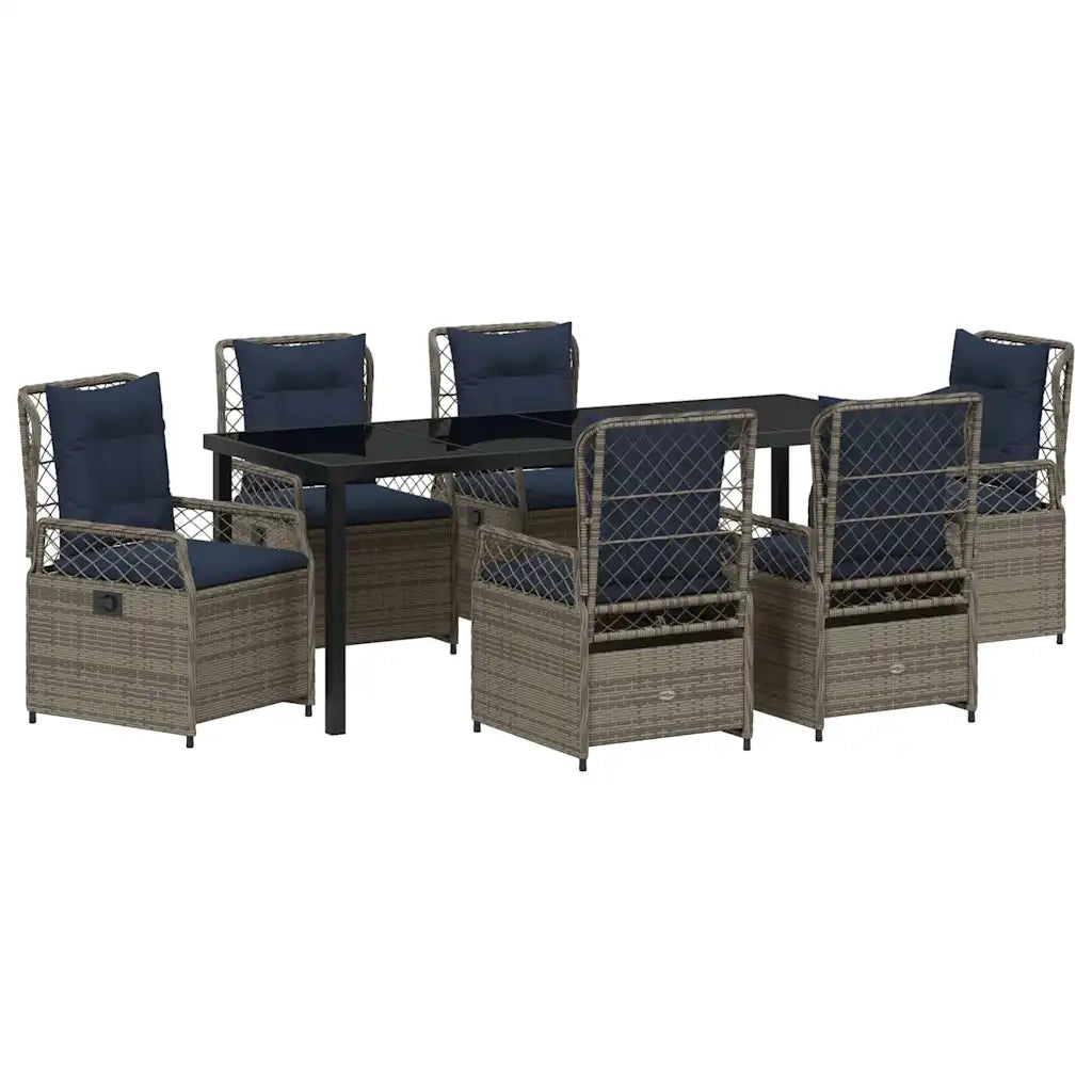 Set da Pranzo per Giardino 7 pcs Grigio polyrattan 3381056