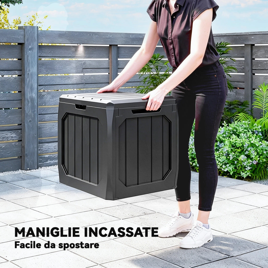 Baule da Giardino in Plastica Impermeabile ¨C zephmum ¨C 56x45x53 cm, Nero