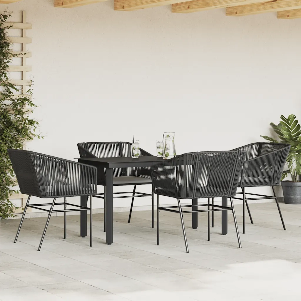 vidaXL Set da Pranzo da Giardino con Cuscini 5 pz Polyrattan Vetro