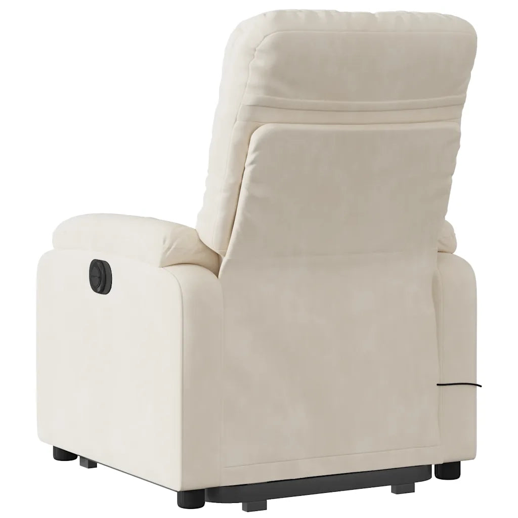 Poltrona a Rialzo Reclinabile Massaggiante Beige in Microfibra 3204955