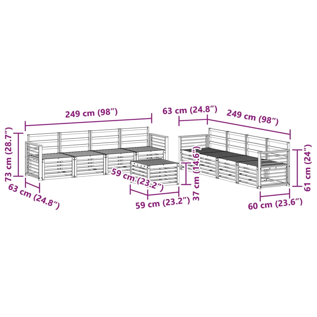Set divani 9 pcs Naturale Legno di Acacia Massello 3374579