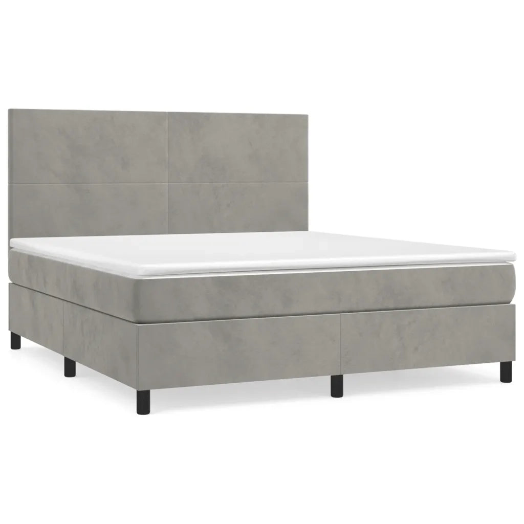 Giroletto a Molle con Materasso Grigio Chiaro 160x200cm Velluto 3142911