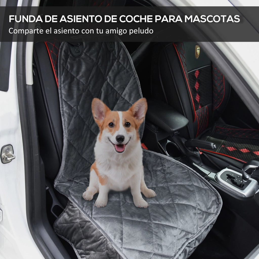 Coprisedile Anteriore Auto per Cani ¨C Xylo ¨C Antiscivolo con Ancoraggio 105x46 cm Grigio