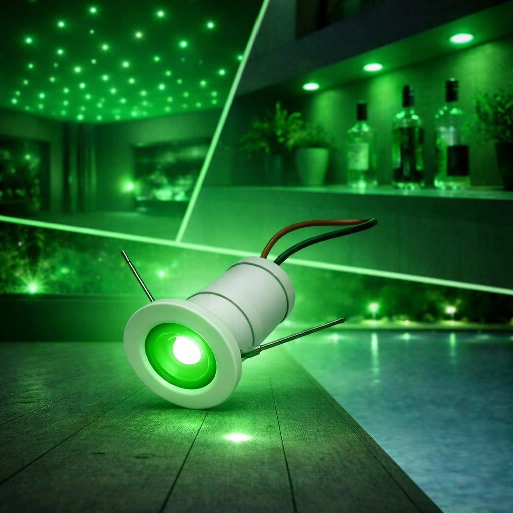 Mini faretto LED Bianco da incasso 1W 12V IP65 punto luce Verde cielo stellato per bagno doccia esterno segnapasso scale vetrine mobili camper