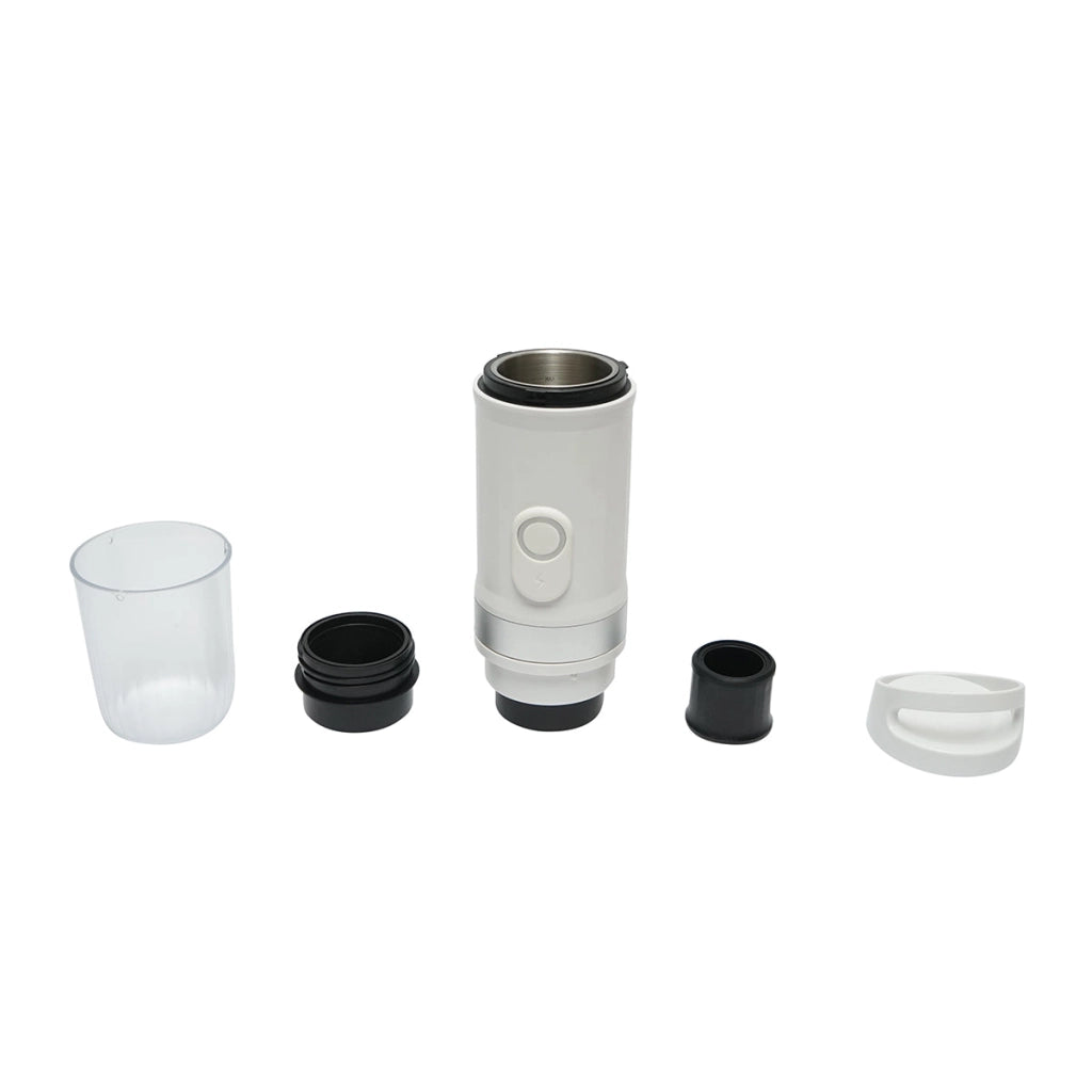 Macchina da caffè portatile 12V/100W, batteria al litio 9600 mAh, pressione 20 bar, serbatoio d'acqua 60-80 ml, tazza 300 ml, compatibile con capsule Nespresso, Dolce Gusto e caffè macinato