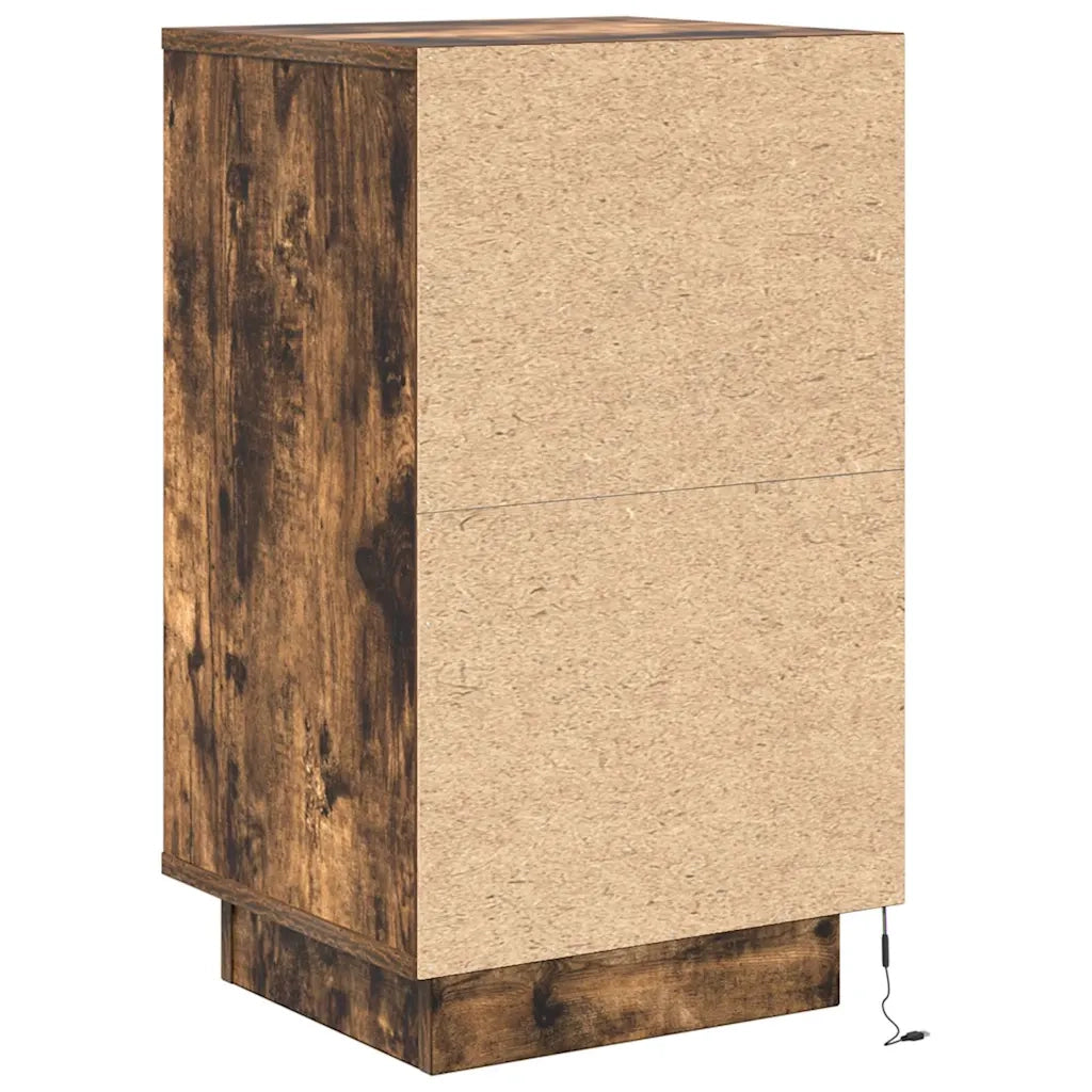 Comodino con Luci LED-Tavolino da notte Rovere Fumo 38x34x65 cm