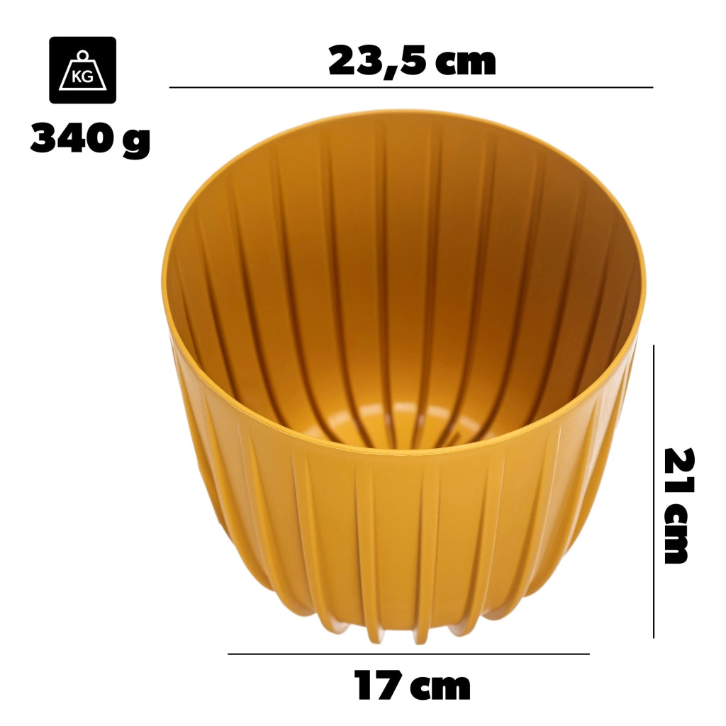 KADAX Vaso da fiori, coprivaso rotondo in plastica da 23,5 cm, colore giallo