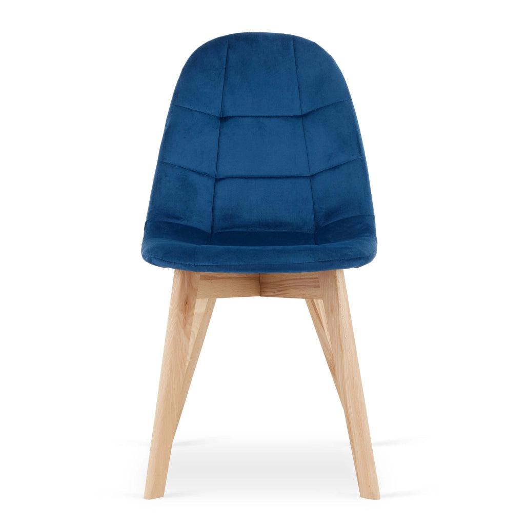 Sedia Valora NUUC in velluto blu navy dal design ergonomico x4