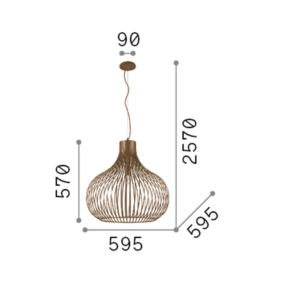 Sospensione Industrial-Minimal Onion Metallo Coffee 1 Luce E27 D59Cm