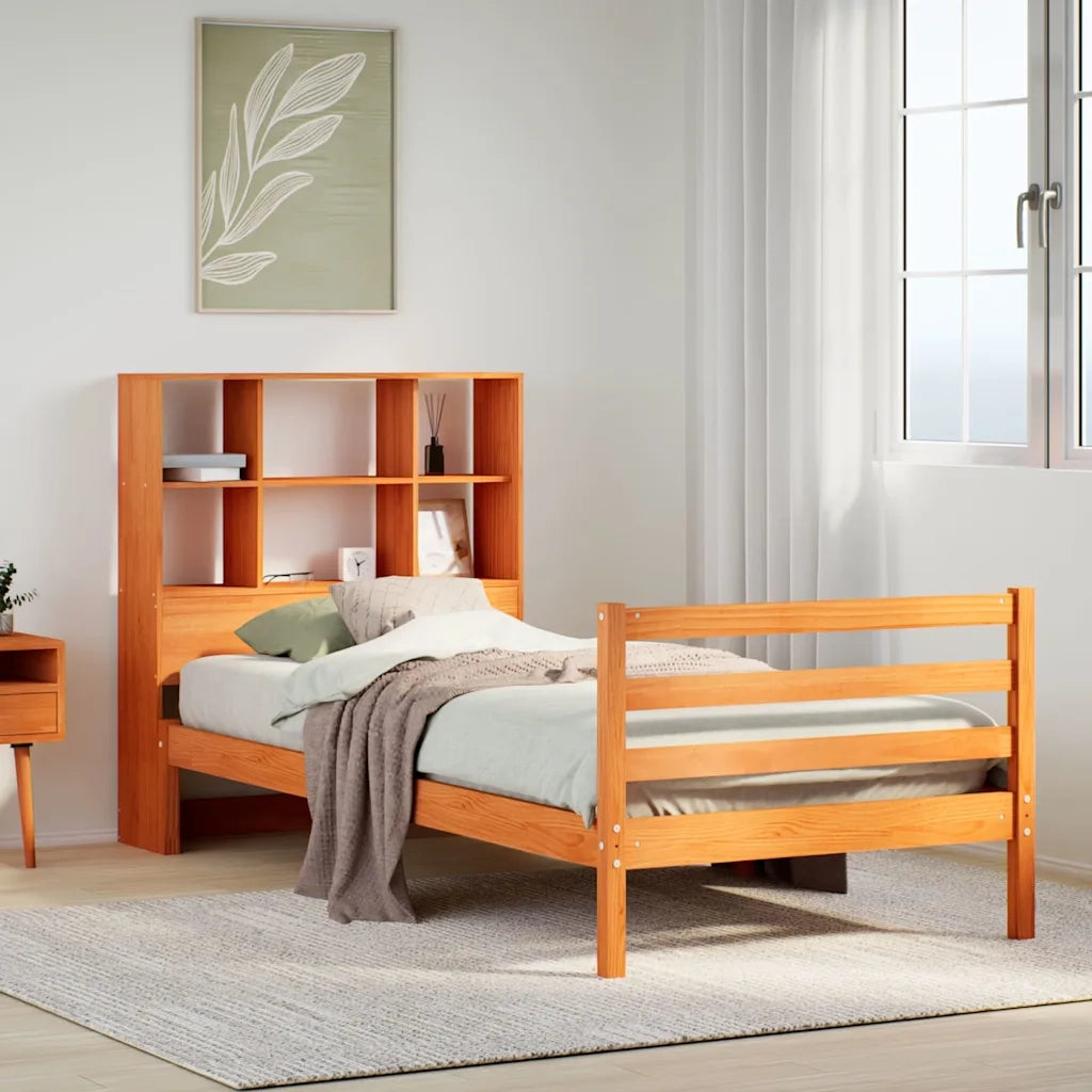 Letto Libreria senza Materasso Marrone Cera 75x190 cm Legno 3321909