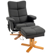 Poltrona Massaggiante Reclinabile con Poggiapiedi e Stoccaggio ¨C Minimal ¨C Similpelle Nero 80x86x99 cm