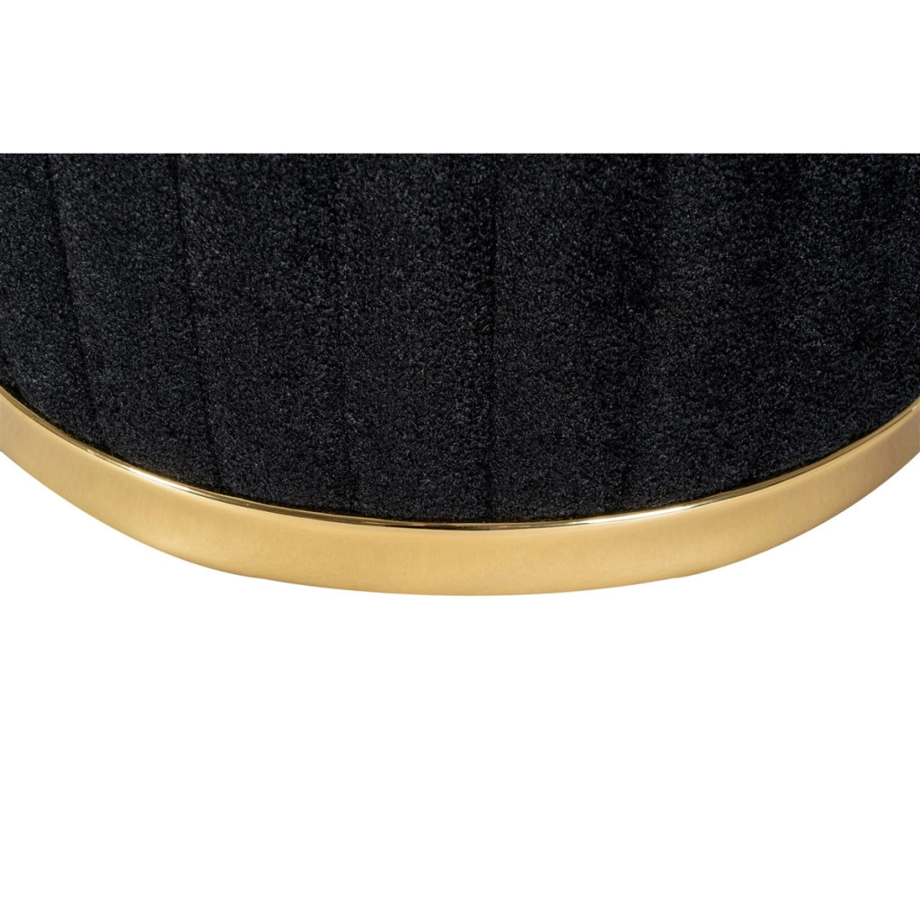 Pouf Doric in Velluto Nero con Base Dorata