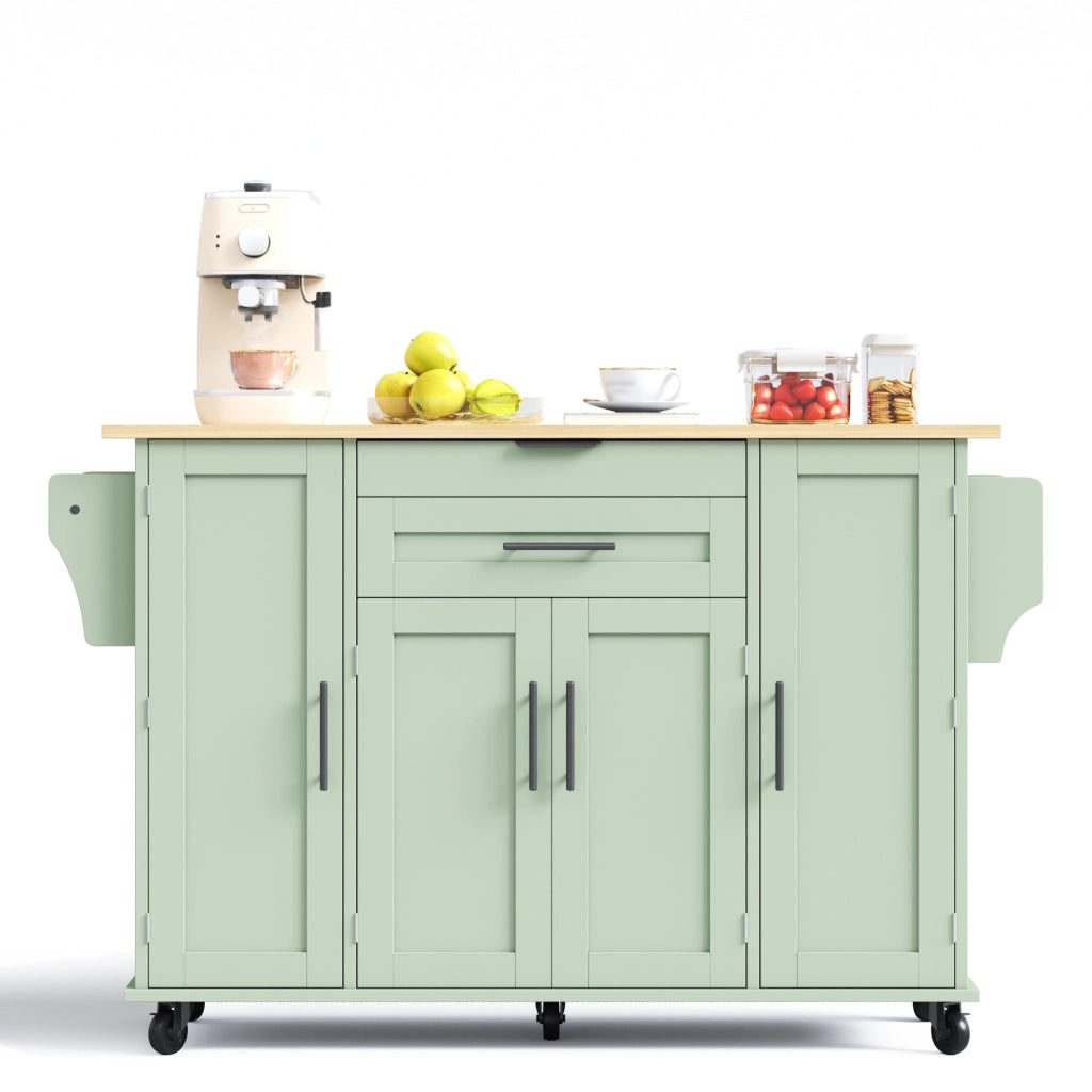 Mobile cucina con piano estraibile 136x70x92 cm in MDF verde antico