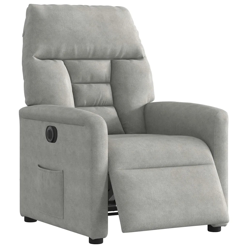 Poltrona Reclinabile Elettrica Grigio Chiaro Tessuto Microfibra 3303074