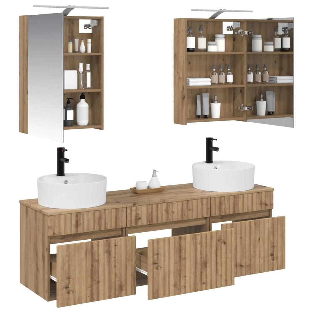 Set di Armadi da Bagno 5 pcs Rovere Artigianale 3406598