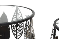 Tavolinetti in Ferro e Legno Foglie Coppia 38x55-33x50 cm in Ferro MDF e Vetro Multicolor