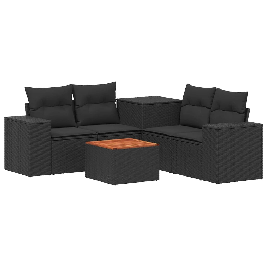 Set di divani 6 pz Nero Rattan sintetico e Acciaio 3447559