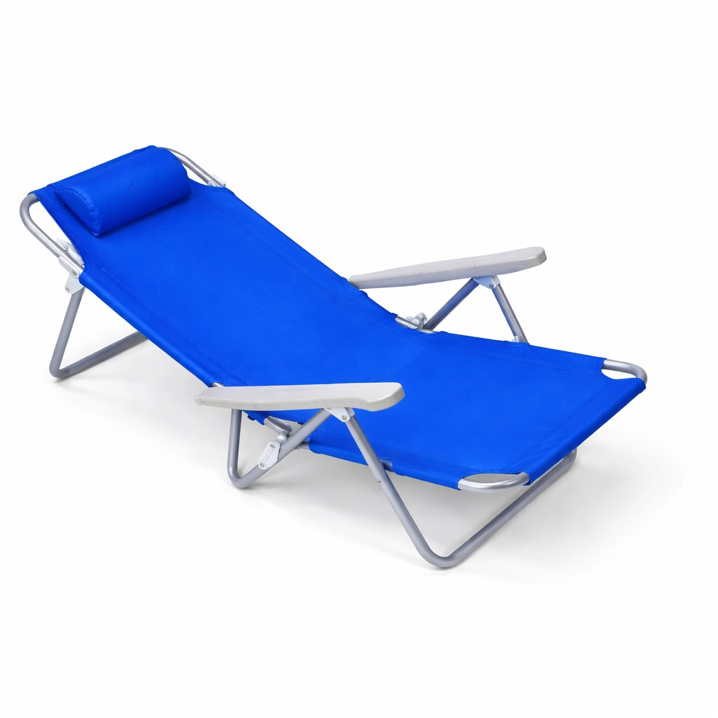 Sedia Spiaggina Prendisole Pieghevole Reclinabile 5 Posizioni Blu Mare Spaggia