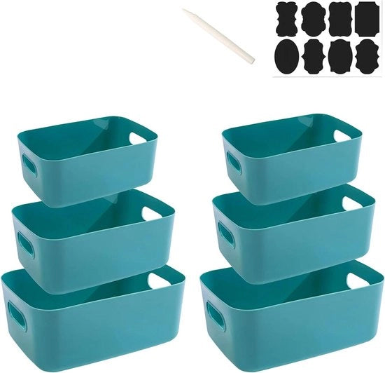 Set di 6 contenitori di stoccaggio verdi con maniglie per bagno e cucina - 2-pack