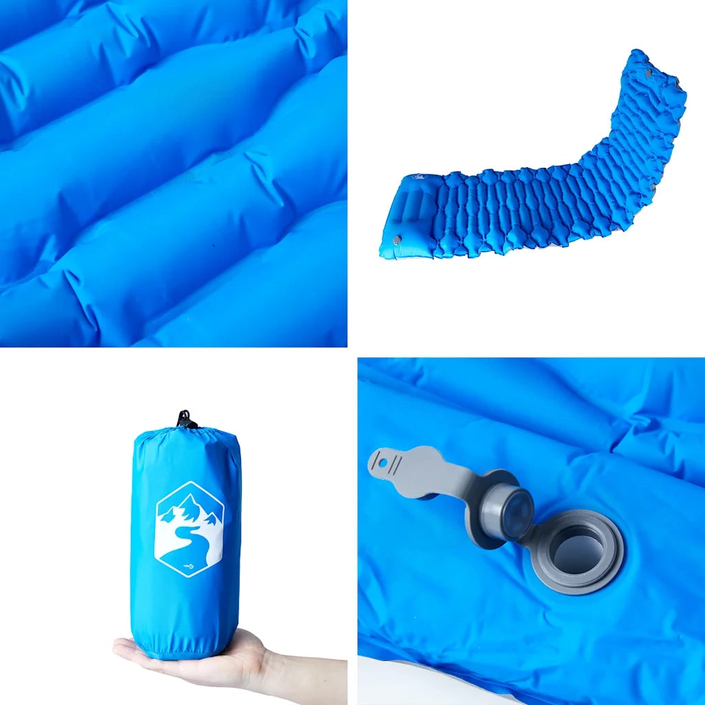 Materasso da Campeggio Autogonfiabile con Cuscini 1 Persona Blu CFW4585601