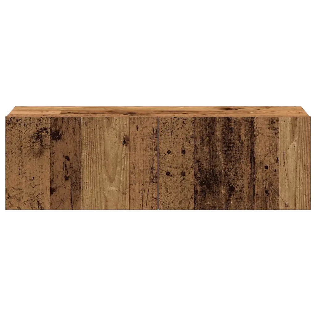 Set Mobile TV 4 pz Montato a Parete Legno Antico in Truciolato 3329017