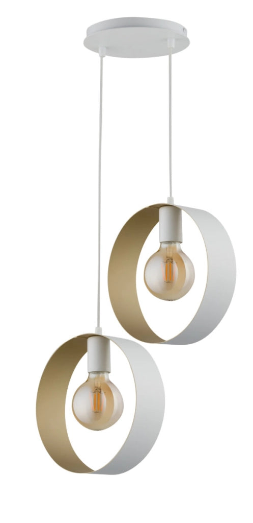 Lampada a sospensione Happy bianco oro 2xE27 Sigma