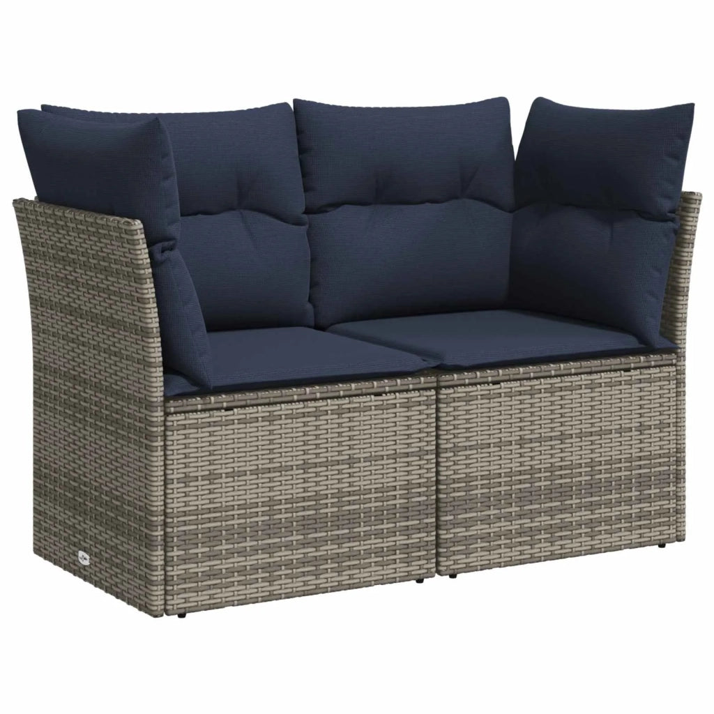 Set di divani 8 pz Grigio e Blu Navy Rattan sintetico e Acciaio 3448277
