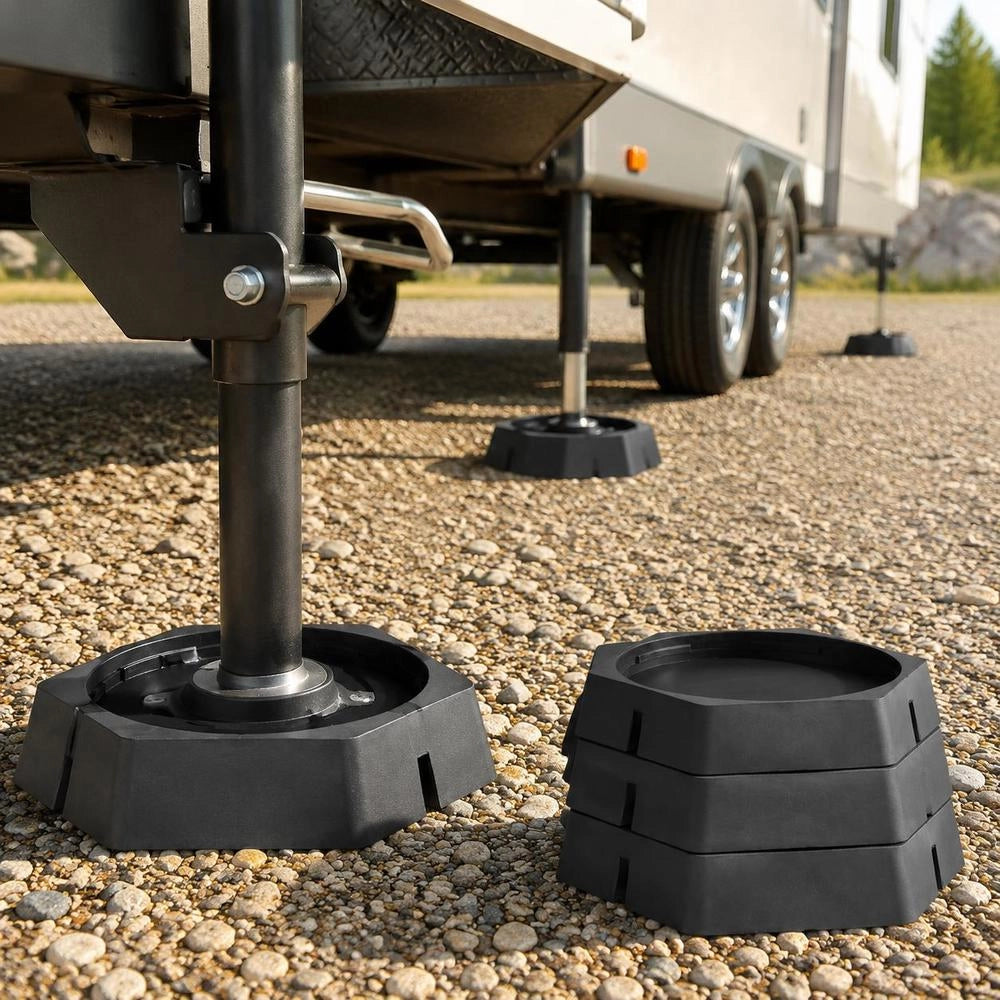 Leveling Pads For RVs, RV Jack Pads, 9 X 228.6 Mm Round Landing Feet, Fixed Jack Stabilizers, Rubber Jack Pads, 2268 Kg Capacity Per RV Jack Pad