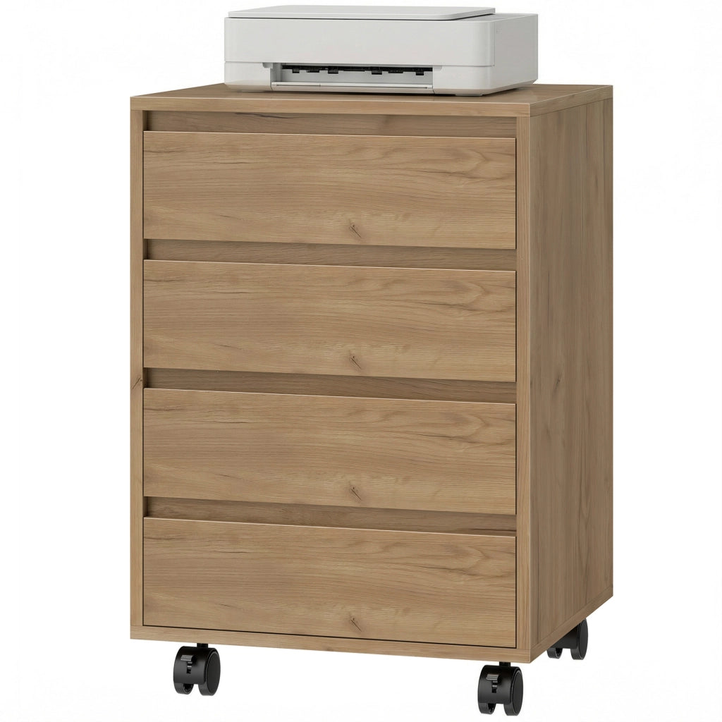 Scrivania con 4 Cassetti e Ruote ¨C zephmum ¨C Marrone 46x40x65 cm