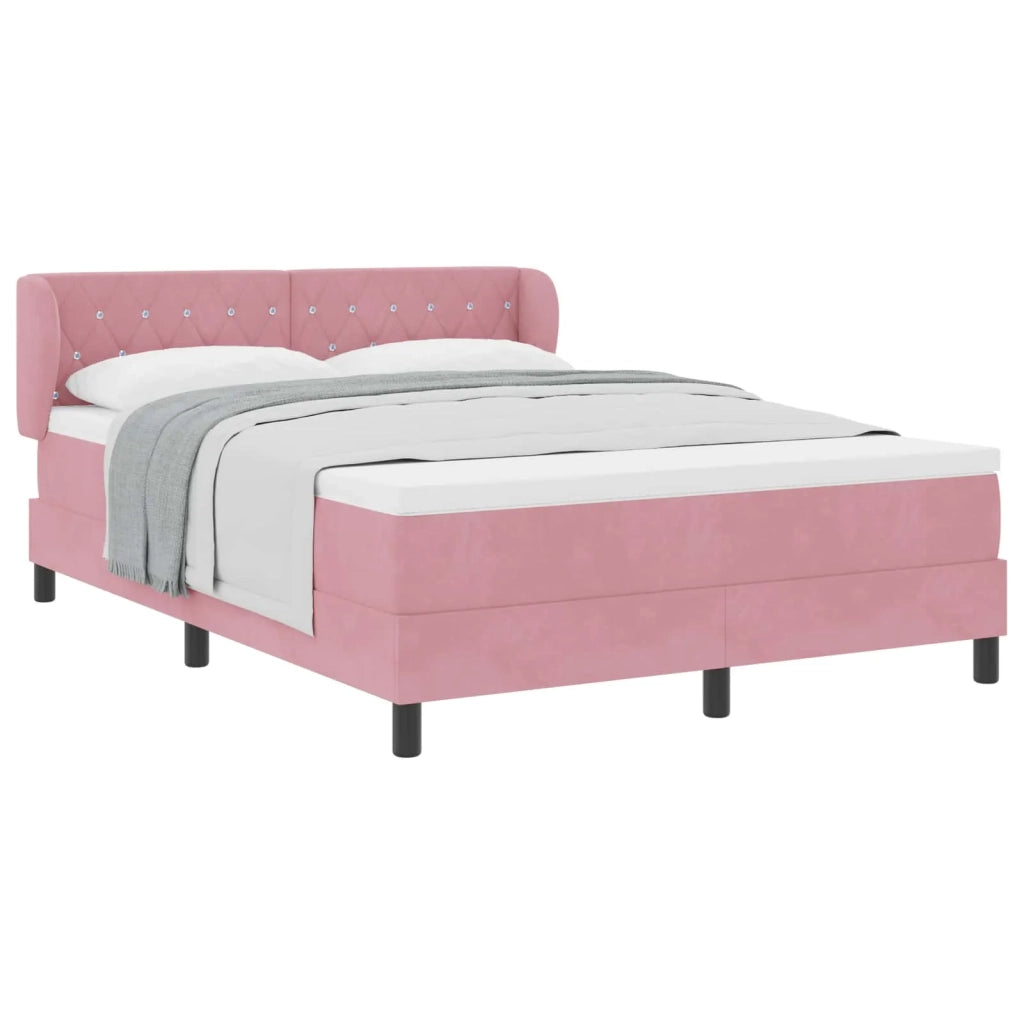 Letto a molle con testiera Rosa 140 x 200 cm Velluto 3340339