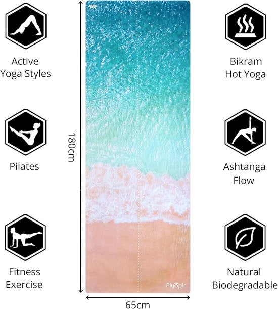 Matto Unico per Yoga | Mat/Handdoek Combinato con Grip Zweet | Materiale Naturale e Ecologico | Ideale per Yoga, Pilates, Allenamento, Fitness, Yoga Bikram e Yoga Hot