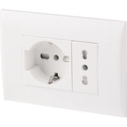PLACCA C/SUPP PRESA BIPAS+PRESA BIPAS SCHUKO BCO- 1,0 pz