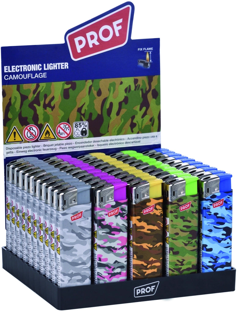 ACCENDINO ELETTRONICO CAMOUFLAGE  Fantasie assortite 50.00 pz