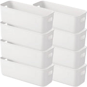 Set di archiviazione da 8 pezzi - Organizzatore della camera da bagno - Scatole di archiviazione - Dimensioni 22 x 9 cm - Bianco