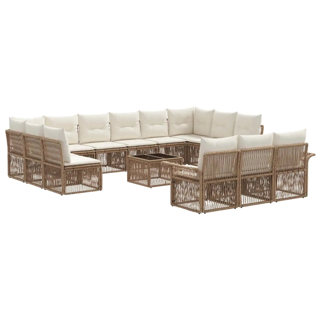 Set Divano da Giardino 14 pcs Beige polyrattan 3434985