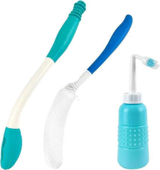 Aiuto per il bagno, vasca con scarico, con scarico, aiuto per il bagno per l'asciugatura delle natiche, asciugamano per natiche con silice, pinza per l'assunzione senza piegarsi
