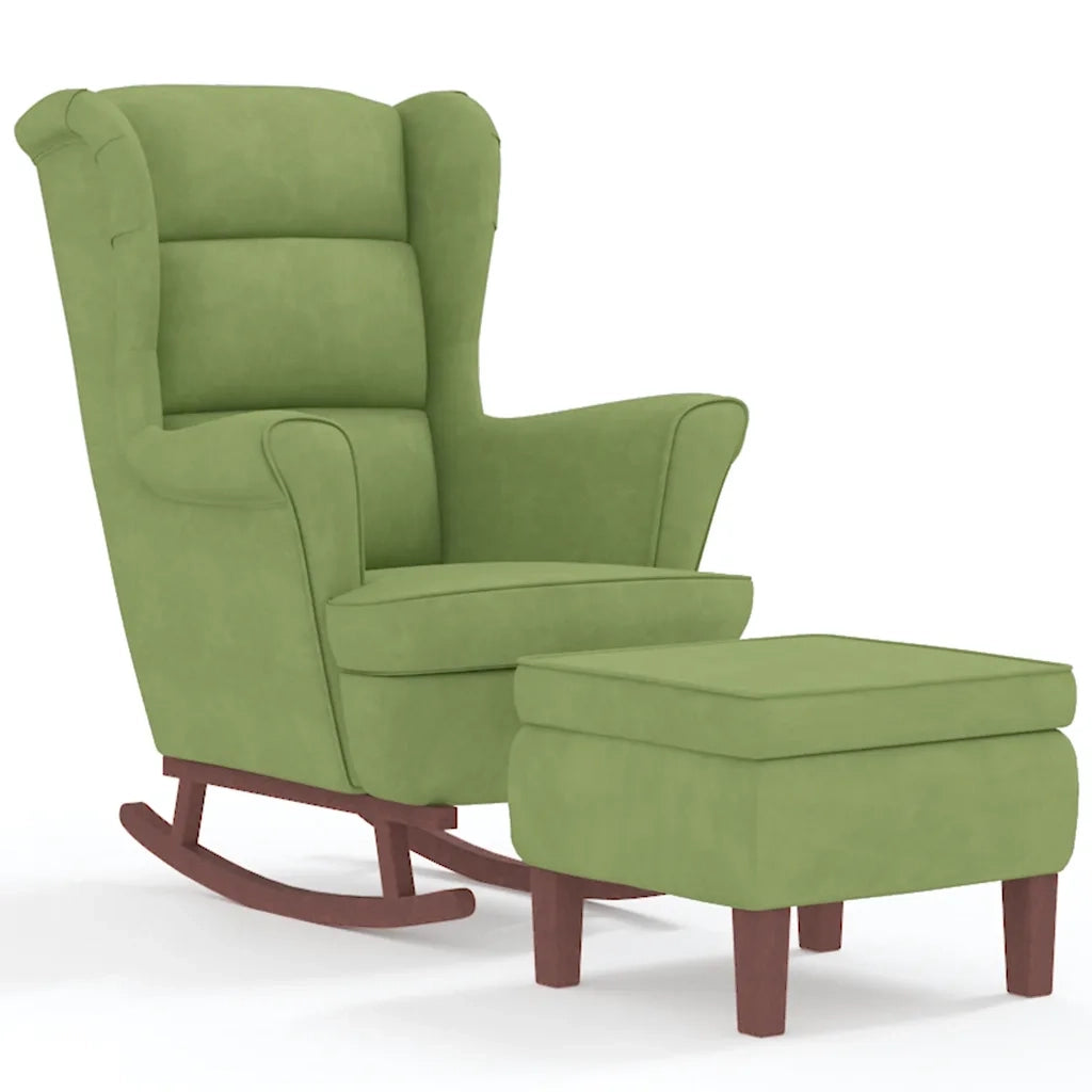 Sedia a dondolo con schienale alto in velluto verde chiaro 3121233