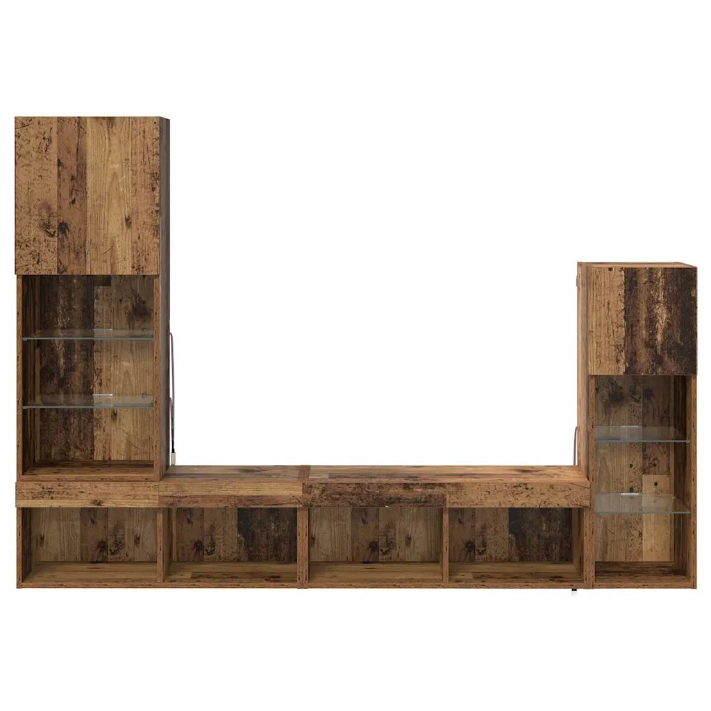 Unit¨¤ per TV a Muro 4 pz | Armadietto TV | Mobile Porta TV Legno vecchio Legno multistrato