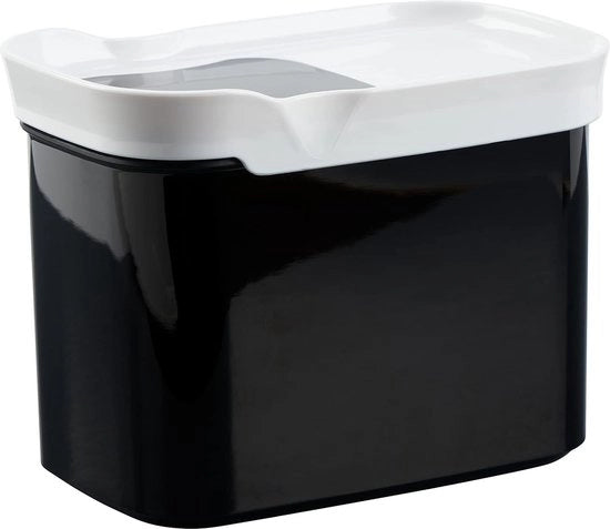 Contenitore di conservazione a secco 1 litro | forma rettangolare | formato verticale | 100% sicuro, igienico, sicuro e spaziale | chiusura a doppia imbottitura | libero da BPA | nero
