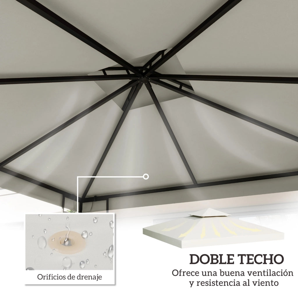 Tenda per Gazebo ¨C Zephmum ¨C 3x3 m, crema, doppio strato, 8 fori di drenaggio