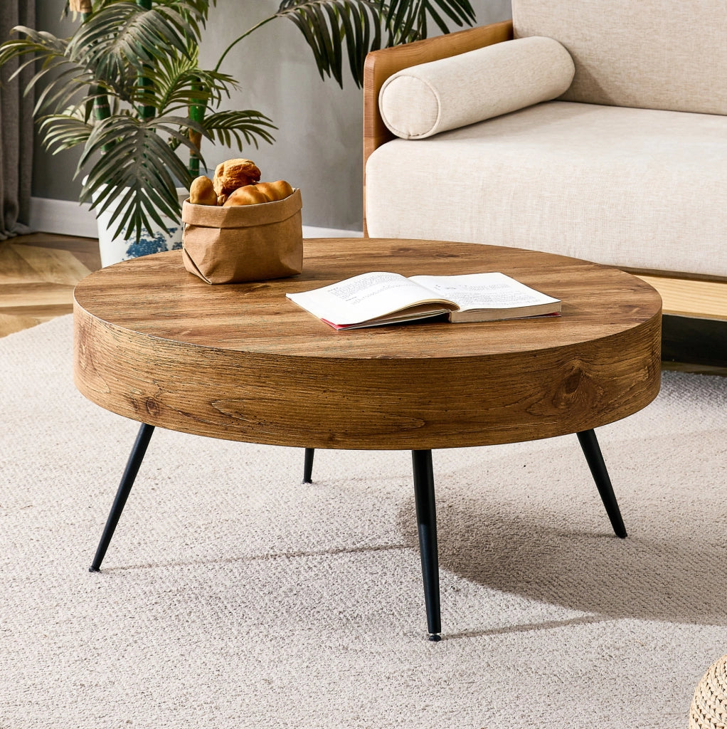 Tavolino da caffè 70x35.5 cm con design minimalista in MDF e metallo naturale